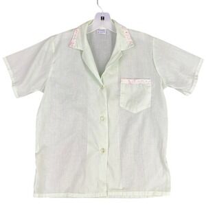 Vintage 60s Sleepwear Pajama Carole Sleep Shirt Womens Small‎ Green Short sleeve